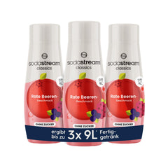 3x SodaStream Sirup Rote Beeren ohne Zucker, 1x Flasche ergibt 9 Liter Fertiggetränk, Sekundenschnell zubereitet und immer frisch (3x440ml)