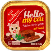 32x GUT&GÜNSTIG Hello my Cat Schlemmerhappen mit Rind 32x100g (3200g)