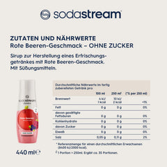 3x SodaStream Sirup Rote Beeren ohne Zucker, 1x Flasche ergibt 9 Liter Fertiggetränk, Sekundenschnell zubereitet und immer frisch (3x440ml)