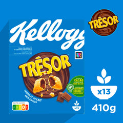 6x Kellogg's Tresor Milk Choco (6 x 410 g) – knusprige Frühstückscerealien mit schmelzender Creme-Füllung mit Milchschokolade – Tresor. Crazy Tasty.