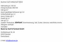 Bautz'ner Senf mittelscharf 500ml