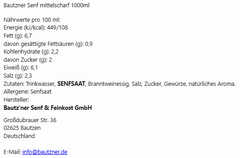 Bautzner Senf mittelscharf 1000ml 2er Set (2x1000ml)