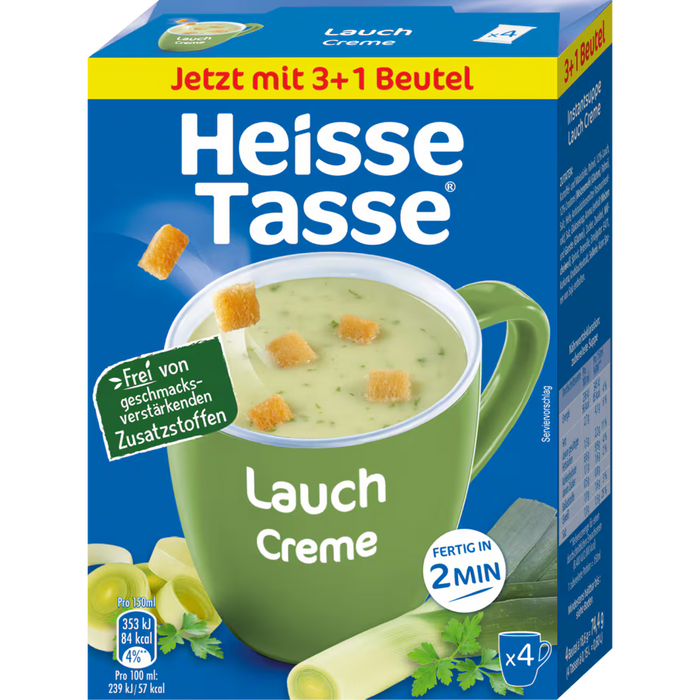Heisse Tasse Lauchcremesuppe 4x150ml für 600ml 74,4g