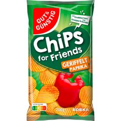 10x GUT&GÜNSTIG Chips for Friends Riffelchips Paprika 200g (10x200g)