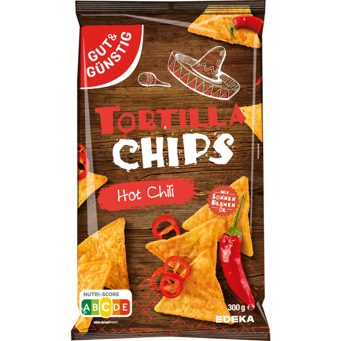 10x GUT&GÜNSTIG Tortilla Chips Hot Chili 300g (10x300g)
