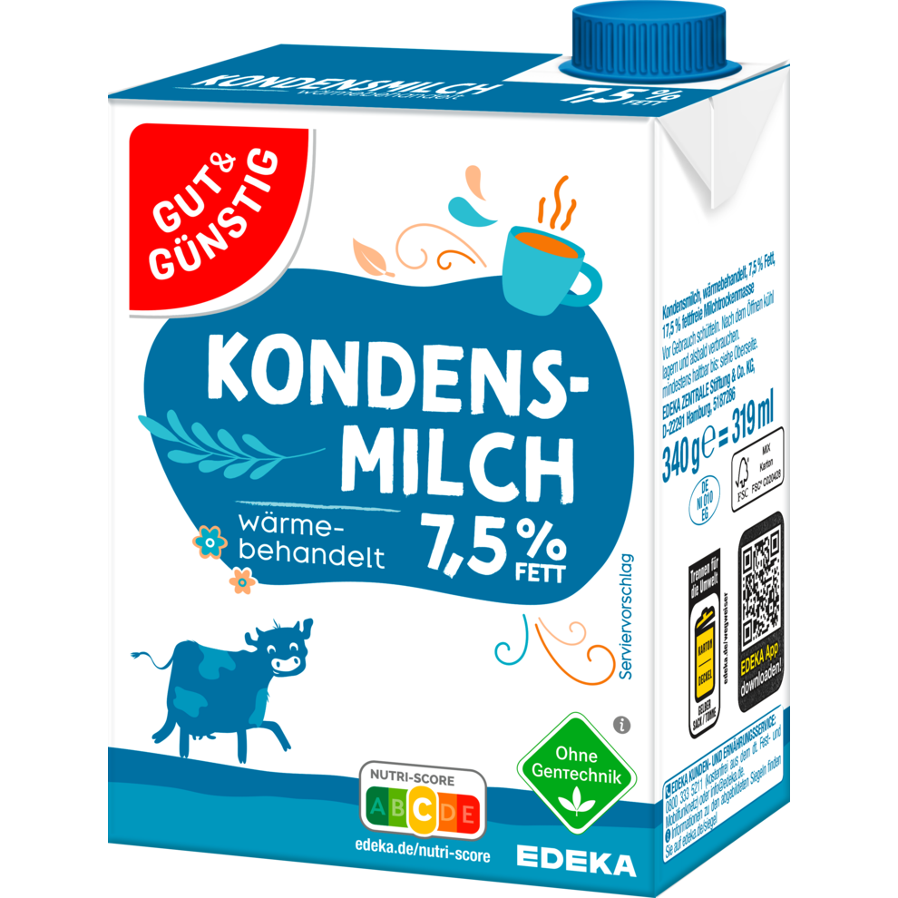 G&G Kondensmilch 7,5% m.Schraubv .o.Gent. 340g