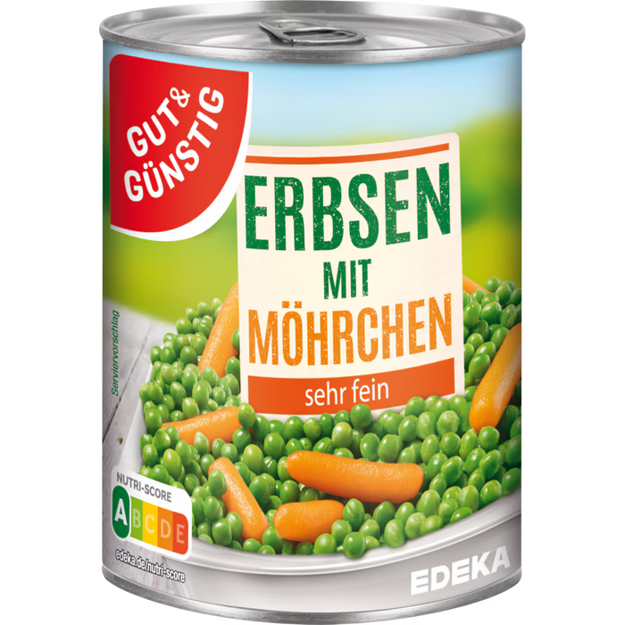 12x GUT&GÜNSTIG Junge Erbsen und Möhrchen sehr fein 400g (12x265g)