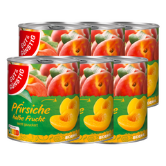 6x GUT&GÜNSTIG Pfirsiche halbe Frucht leicht gezuckert 820g (6x820g)