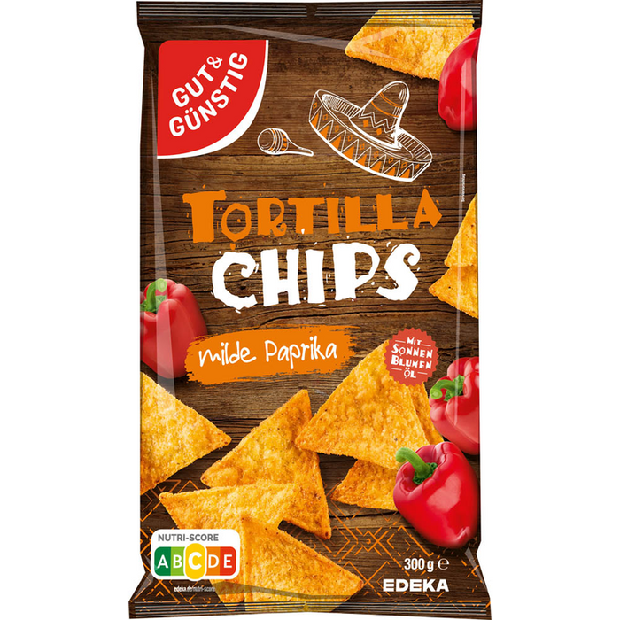 10x GUT&GÜNSTIG Tortillachips milde Paprika 300g (10x300g)