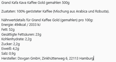 Grand Kafa Kava Kaffee Gold gemahlen 500g