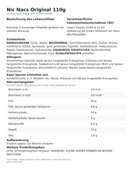 Lebensmittelinformationen: Nic Nac's Original 110g
