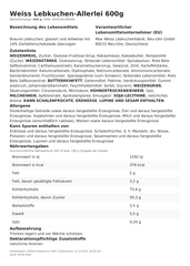 Produktinformationen – Weiss Lebkuchen-Allerlei 600g