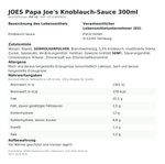 Produktbild anzeigen: Produktinformationen zum Einzelprodukt – Papa Joe's Knoblauch-Sauce 300ml