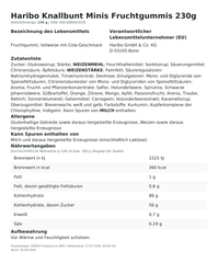 Produktinformationen – Haribo Knallbunt Minis Fruchtgummis 230g