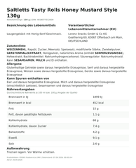 Saltletts Tasty Rolls Honey Mustard Style 130g – Lebensmittelangaben