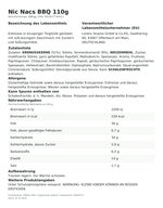 Produktbild anzeigen: Lebensmittelinformationen je Einzelprodukt – Nic Nacs BBQ 110g