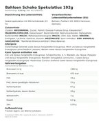 Produktbild anzeigen: Lebensmittelinformationen je Einzelprodukt – Bahlsen Schoko Spekulatius 192g
