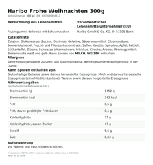 Produktinformationen zum Einzelprodukt – Haribo Frohe Weihnachten 300g