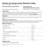 Produktbild anzeigen: Lebensmittelinformationen je Einzelprodukt – Haribo Air-Drops Euka-Menthol 100g