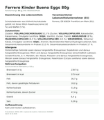 Produktbild anzeigen: Lebensmittelinformationen je Einzelprodukt – Ferrero Kinder Bueno Eggs 80g
