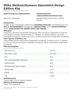 Produktbild anzeigen: Lebensmittelinformationen je Einzelprodukt – Milka Weihnachtsmann Alpenmilch Design Edition 45g
