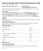 Produktbild anzeigen: Lebensmittelinformationen je Einzelprodukt – Ferrero Kinder Mini Friends Kinderkeks 122g