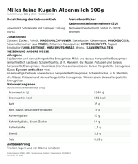 Produktinformationen zum Einzelprodukt – Milka feine Kugeln Alpenmilch 900g