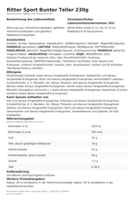 Produktbild anzeigen: Lebensmittelinformationen je Einzelprodukt – Ritter Sport Bunter Teller 230g