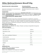Produktbild anzeigen: Lebensmittelinformationen je Einzelprodukt – Milka Weihnachtsmann Biscoff 95g