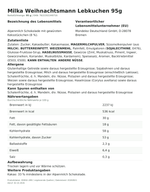 Produktbild anzeigen: Lebensmittelinformationen je Einzelprodukt – Milka Weihnachtsmann Lebkuchen 95g