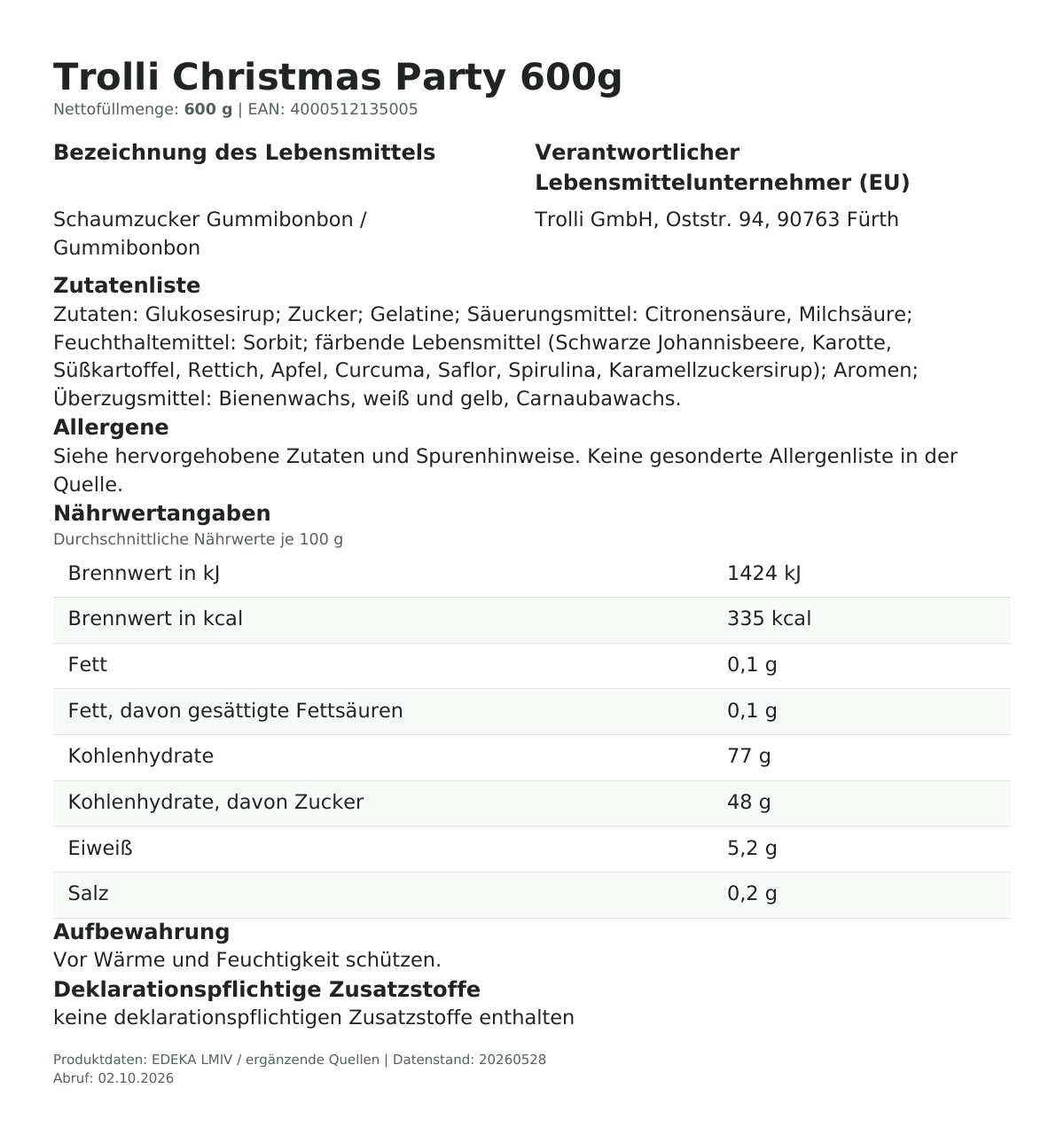 Produktinformationen zum Einzelprodukt – Trolli Christmas Party 600g