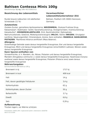 Lebensmittelinformationen je Einzelprodukt – Bahlsen Contessa Minis 100g