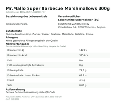 Produktinformationen – Mr.Mallo Super Barbecue Marshmallows 300g
