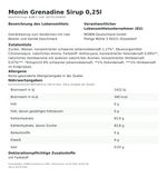 Produktbild anzeigen: Produktinformationen zum Einzelprodukt – Monin Grenadine Sirup 0,25l