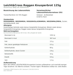 Produktbild anzeigen: Produktinformationen zum Einzelprodukt – Leicht&Cross Roggen Knusperbrot 125g