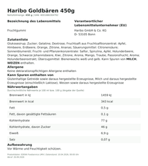 Produktinformationen – Haribo Goldbären 450g