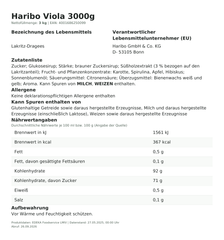 Produktinformationen – Haribo Viola 3000g
