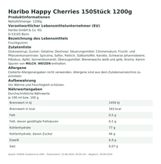 Produktinformationen – Haribo Happy Cherries 150Stück 1200g