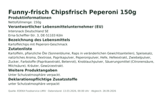 Produktinformationen – Funny-frisch Chipsfrisch Peperoni 150g
