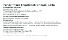 Produktinformationen – Funny-frisch Chipsfrisch Oriental 150g