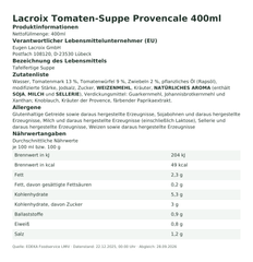 Produktinformationen zum Einzelprodukt – Lacroix Tomaten-Suppe Provencale 400ml