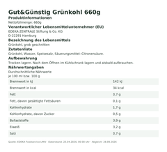 Produktinformationen – Gut&Günstig Grünkohl 660g