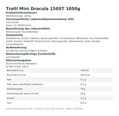Produktinformationen – Trolli Mini Dracula 150ST 1050g