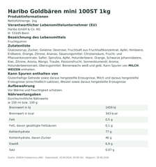 Produktinformationen – Haribo Goldbären mini 100ST 1kg