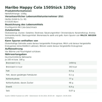 Produktbild anzeigen: Produktinformationen zum Einzelprodukt – Haribo Happy Cola 150Stück 1200g