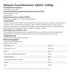 Produktinformationen – Maoam Fruchtkracher 265ST 1200g