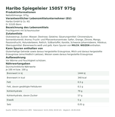 Produktinformationen – Haribo Spiegeleier 150ST 975g