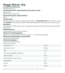 Produktinformationen – Maggi Würze 1kg