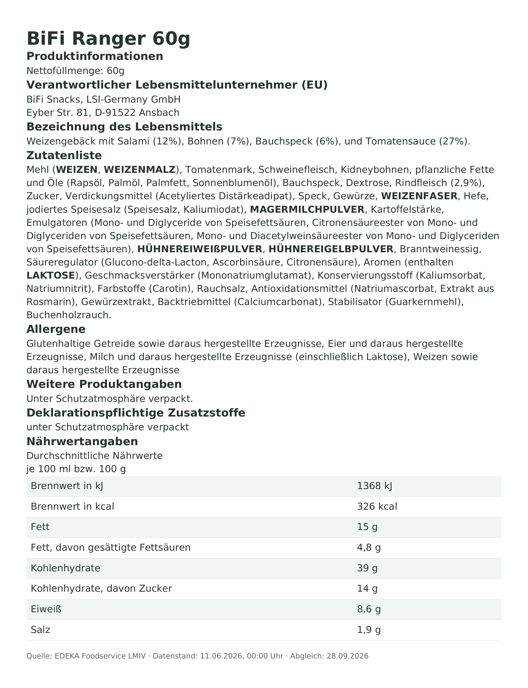 Produktinformationen – BiFi Ranger 60g