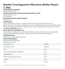 Produktinformationen – Haribo Fruchtgummi Pfirsiche White-Peach 1,2kg